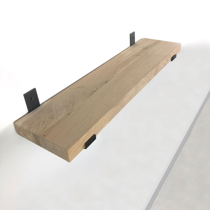 Woodbrothers Eiken wandplank 100x20cm + zwarte dragers
