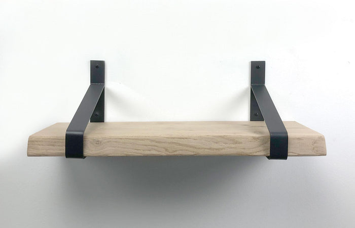 Woodbrothers Eiken wandplank boomkant 50cm + 30cm diepe dragers