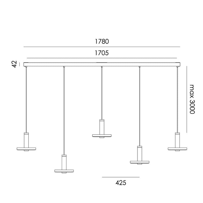Beads 5 cluster hanglamp LED lineair zwart