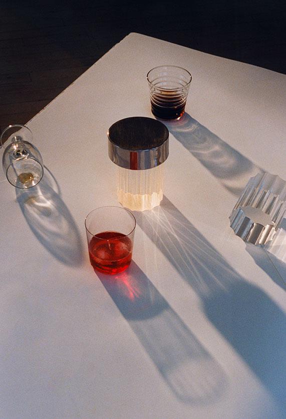 Last Order Fluted tafellamp LED oplaadbaar zilver