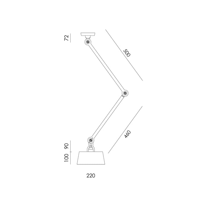 Bolt Upperfit 2 Arm plafondlamp Ø22 install Smokey Black