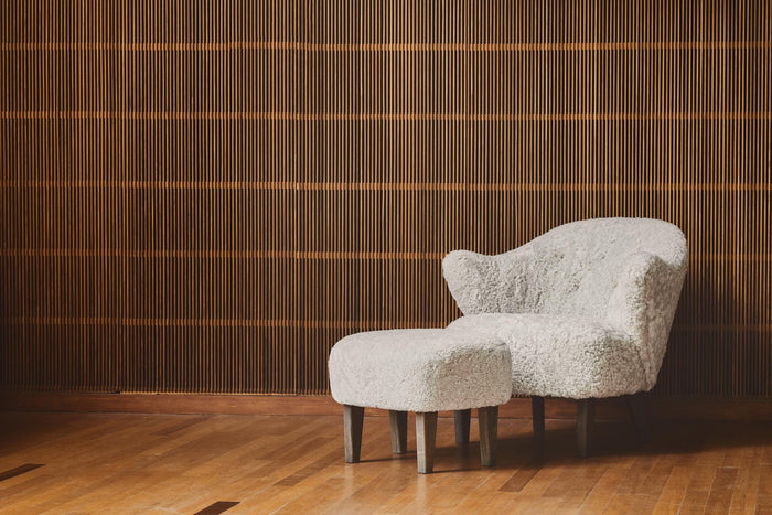 Audo Copenhagen Ingeborg voetenbank donker eiken Sheepskin Moonlight