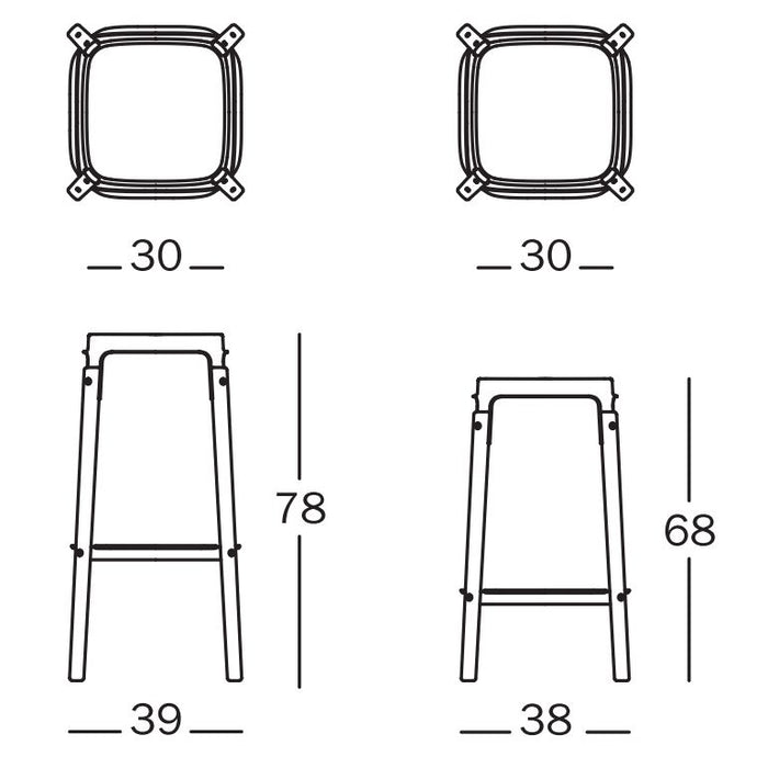 Steelwood barkruk wit|beuken 78cm
