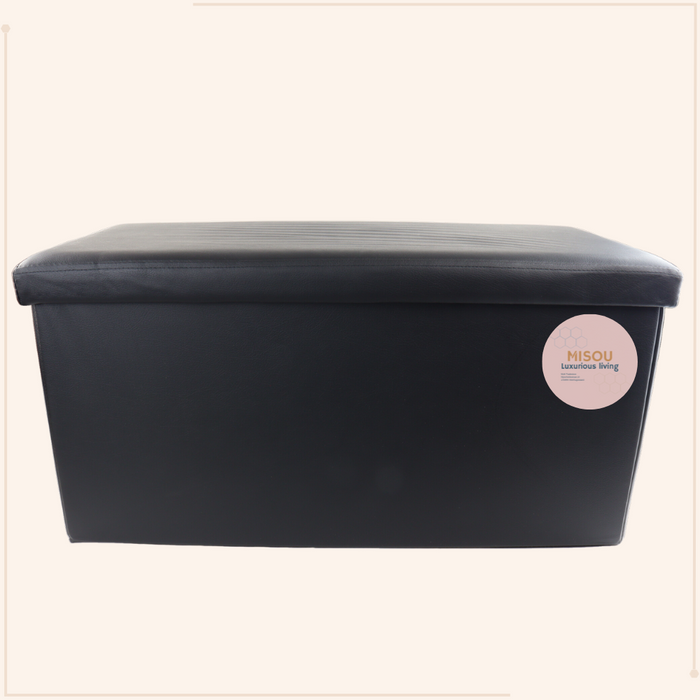 MISOU Poef Opbergbank Opvouwbaar met Opbergruimte Opbergbox Zwart 7...