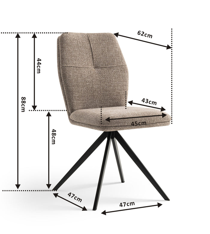 Furnihaus Eetkamerstoelen set van 2 - Emma - Taupe - Stof