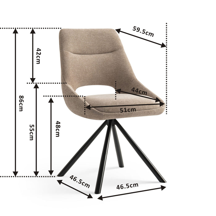 Furnihaus Eetkamerstoelen set van 2 - Tosca - Taupe - Stof