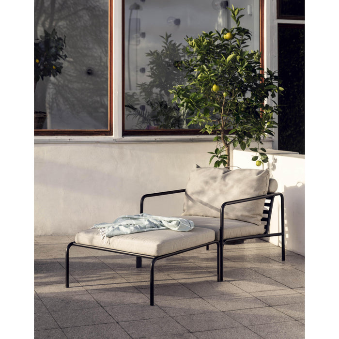 Avon Ottoman voetenbank frame zwart stof leaf