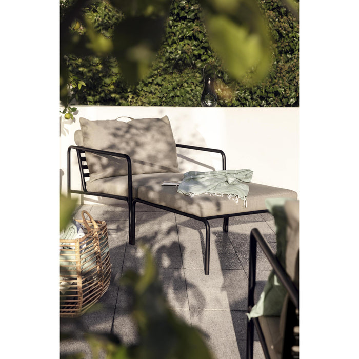 Avon Ottoman voetenbank frame zwart stof ash