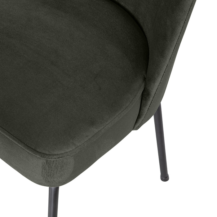 WOOOD Vogue Eetkamerstoel - Fluweel - Donkergroen