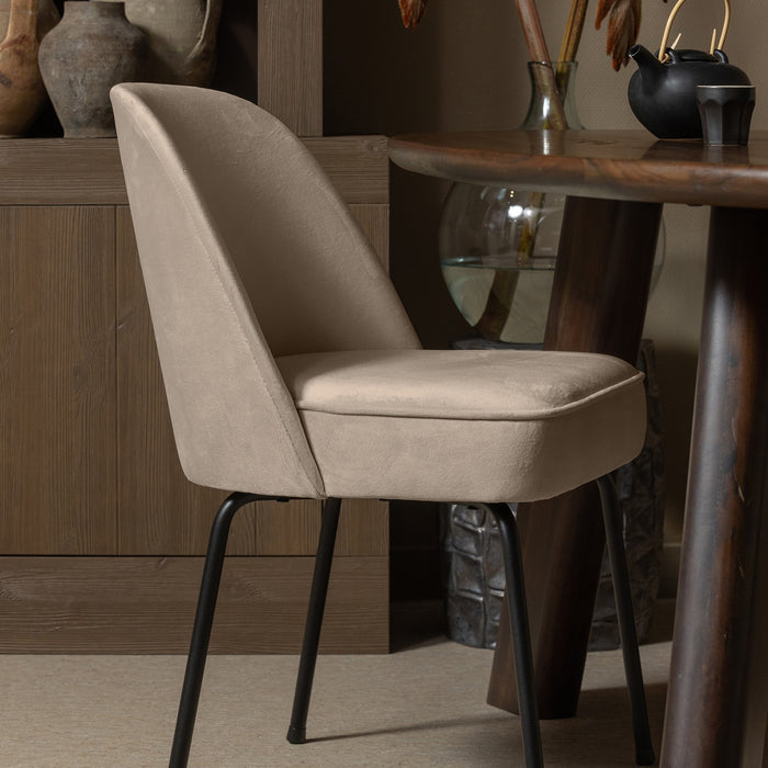 WOOOD Vogue Eetkamerstoel - Fluweel - Taupe