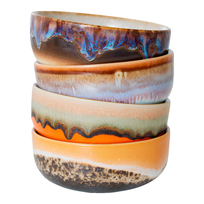 HKliving 70's Ceramics Tapas Kommen Ø 11 cm - Set van 4 - Crystal