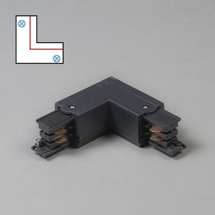 QAZQA L-Koppelstuk voor 3-fase rail zwart rechts - 3-Phase