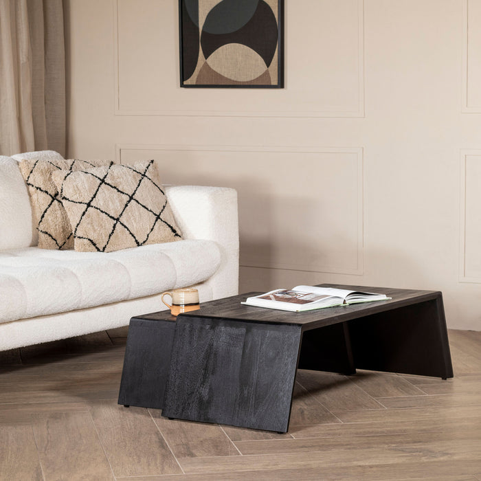 Giga Meubel - Salontafel Zwart Set van 2 - Mangohout - 115x50x34cm