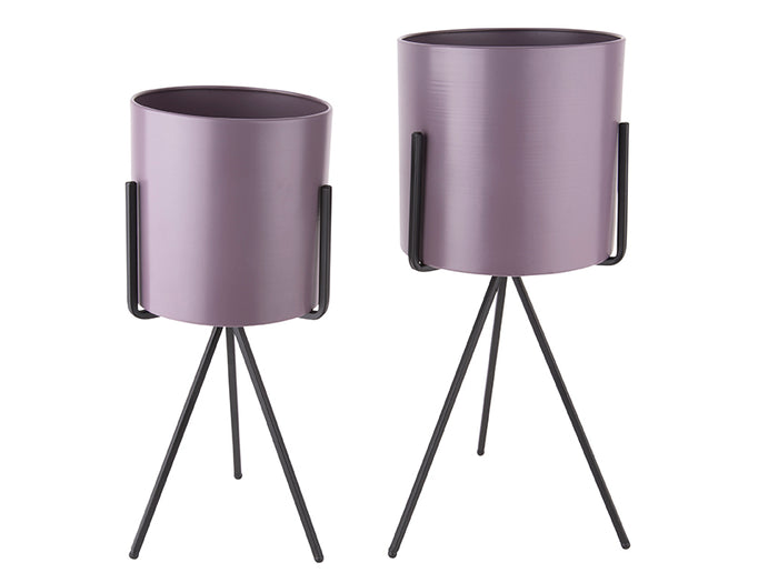present time - Bloempot set Pedestal XL - Donkerpaars - Ø23cm & Ø20cm