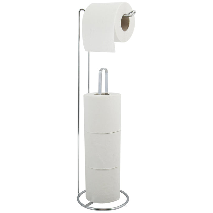 MSV Wc|toiletrolhouder reservoir - metaal - zilver - 54 cm - 4|5 rolle