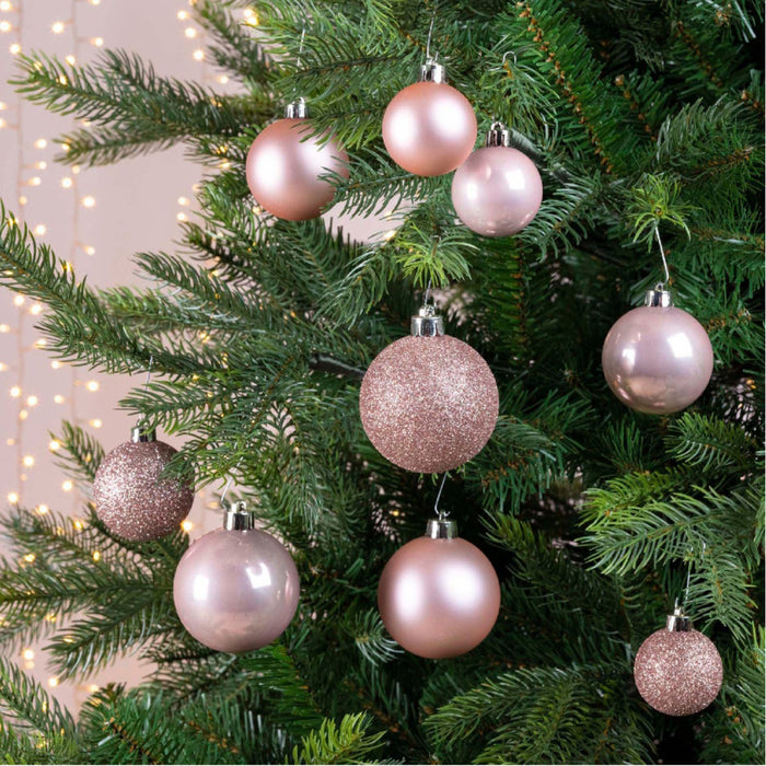 Decoris kerstballen - 30x st - lichtroze - 4-5-6 cm - kunststof