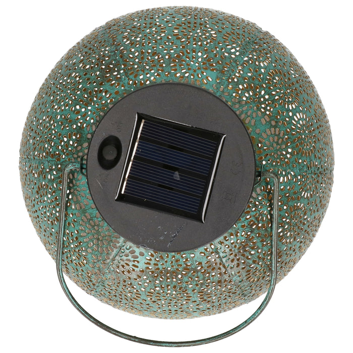 Anna's collection Solar lantaarn - turquoise - metaal - 14 x 16 cm
