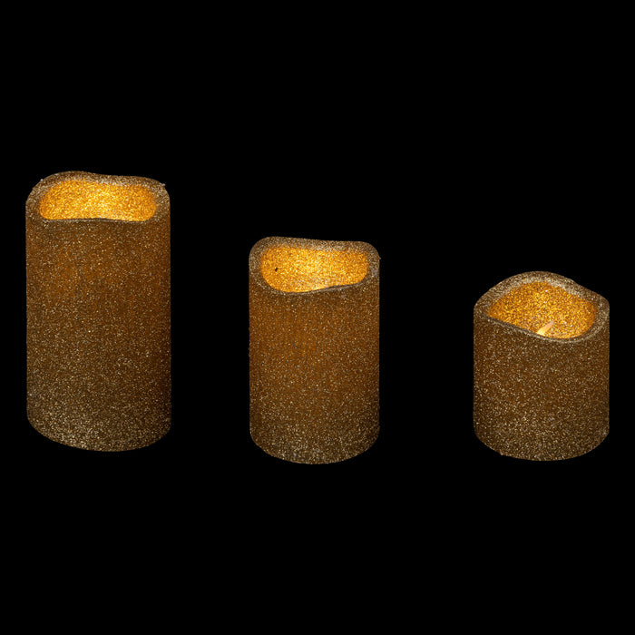 Feeric lights LED stompkaarsen - 3x - goud - glitter