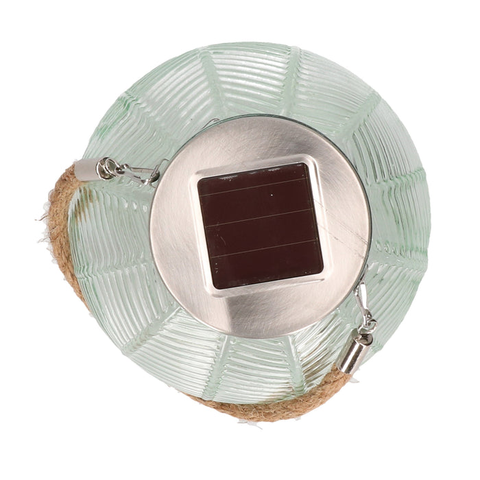 Anna's Collection Lantaarn - solar - groen - glas - 16 cm
