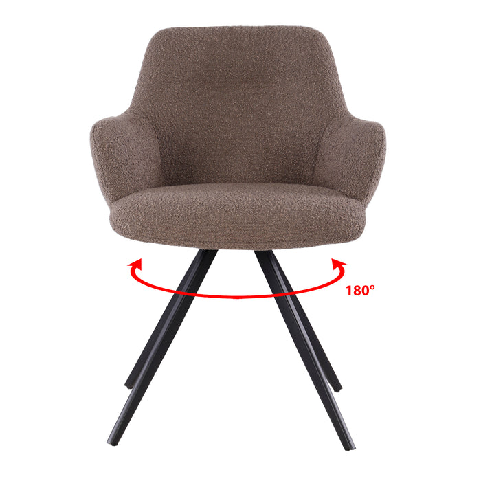 Livingfurn - Giga Meubel - Eetkamerstoel Doreen Bouclé Bruin Draaibaar