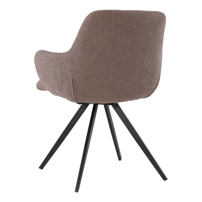 Livingfurn - Giga Meubel - Eetkamerstoel Doreen Bouclé Bruin Draaibaar