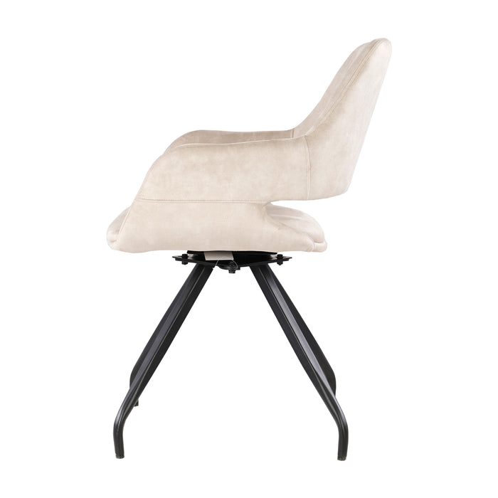 Livingfurn - Giga Meubel - Eetkamerstoel Capp Beige Velvet