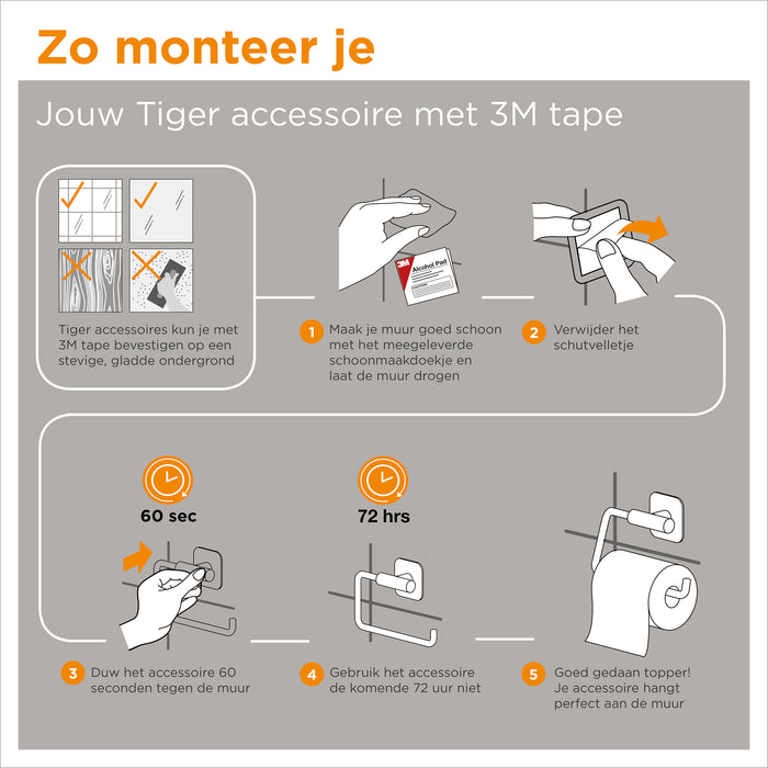 Tiger Colar Toiletborstel met Houder - Zwart