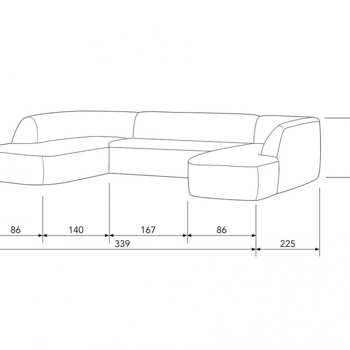 WOOOD Sloping U-bank – Chenille - Pearl Melange