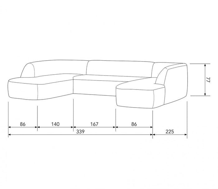 WOOOD Sloping U-bank – Chenille - Pearl Melange