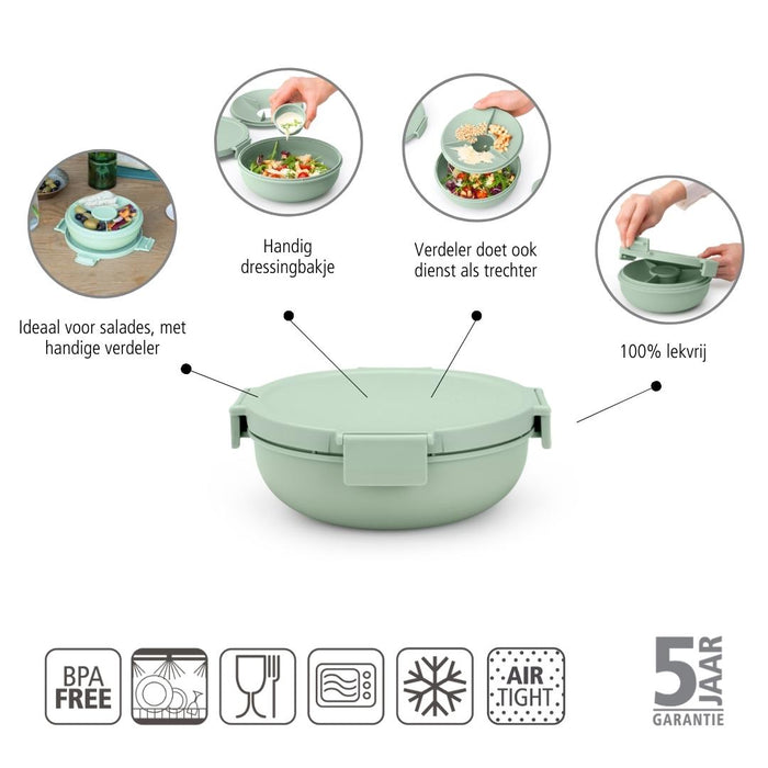 Brabantia Make & Take Salade Lunchbox 1,3 L - Kunststof - Jade Green