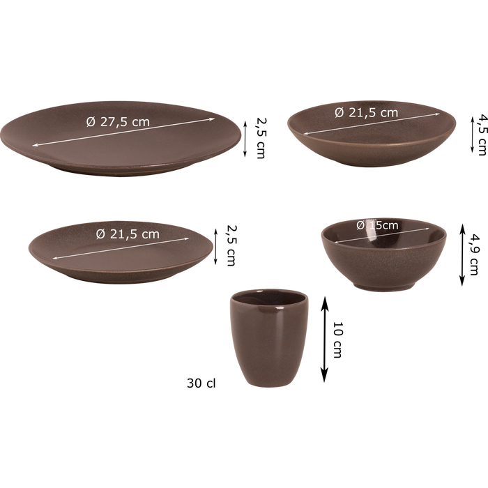 Mammoet Serviesset Spirit Stoneware 6-persoons 30-delig Grijs