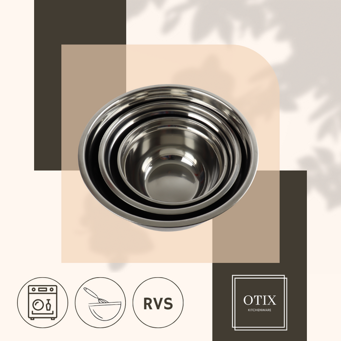 OTIX Beslagkom Mengkom Bakken Set van 3 RVS Beslagkommen