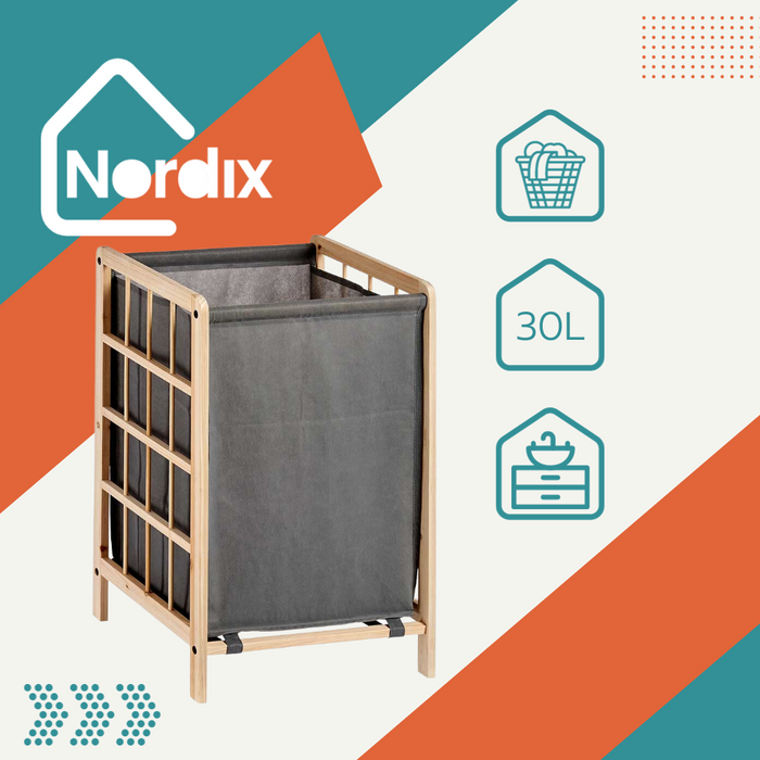 Nordix Wasmand Wassorteerder Grijs 39,5x33x60cm Hout