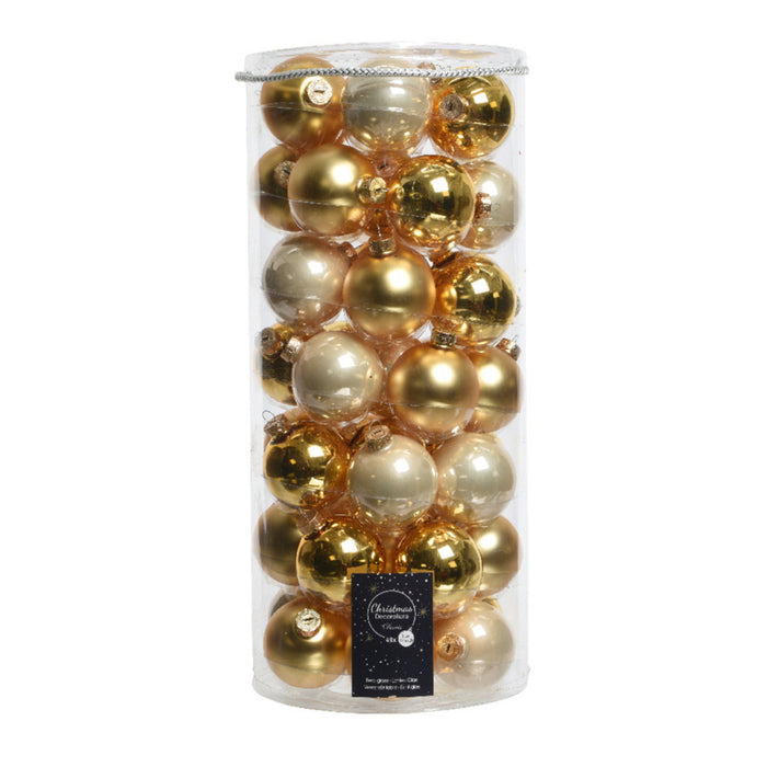 Glas Kerstballen Mix (6cm) Box 49 Stuks Gold