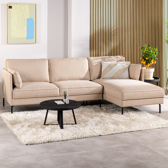 Vurna Danny 3-zitsbank hoekbank rechts stof beige