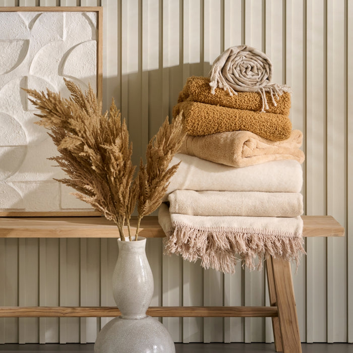 Unique Living Plaid Justin - Geel - Polyester - 150x200x0cm (BxHxD)