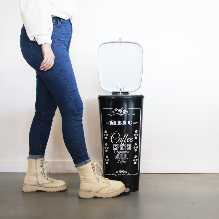 Kis Chic Bin Coffee Menu Pedaalemmer - 50L - zwart|wit