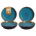 Palmer Bord diep Lotus 21 cm Turquoise Zwart Stoneware 4 stuks