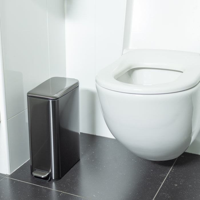 QUVIO Prullenbak - 8L - Metaal - Zilver