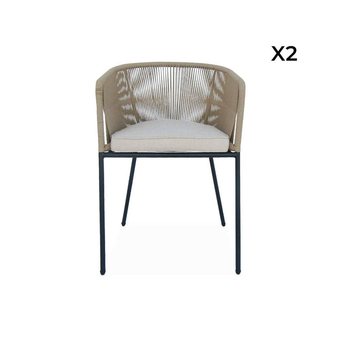 sweeek - Tuinstoel van touw en gegalvaniseerd staal (set van 2)