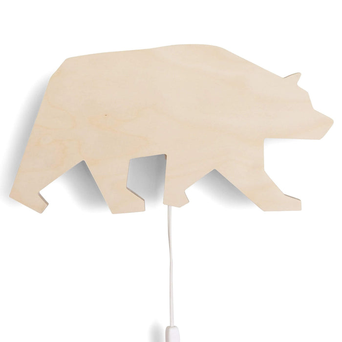 Houten wandlamp kinderkamer | Beer - blank