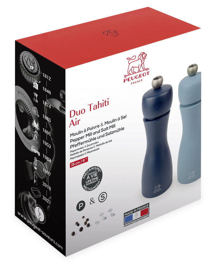 Peugeot Tahiti peper- en zoutmolen 15 cm - nacht & azuur - duo