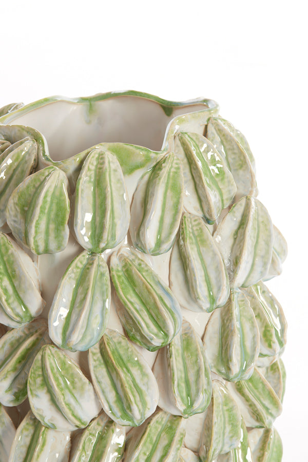 Light&living Vaas deco 35x33x47 cm CARAMBOLA keramiek crème+groen