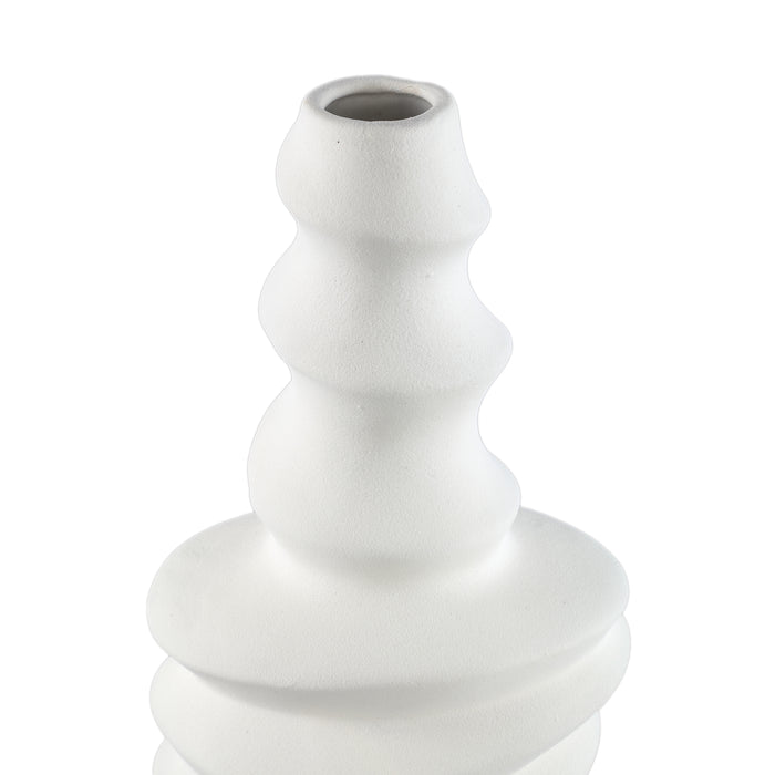 PTMD Georgy White ceramic pot round spiral L