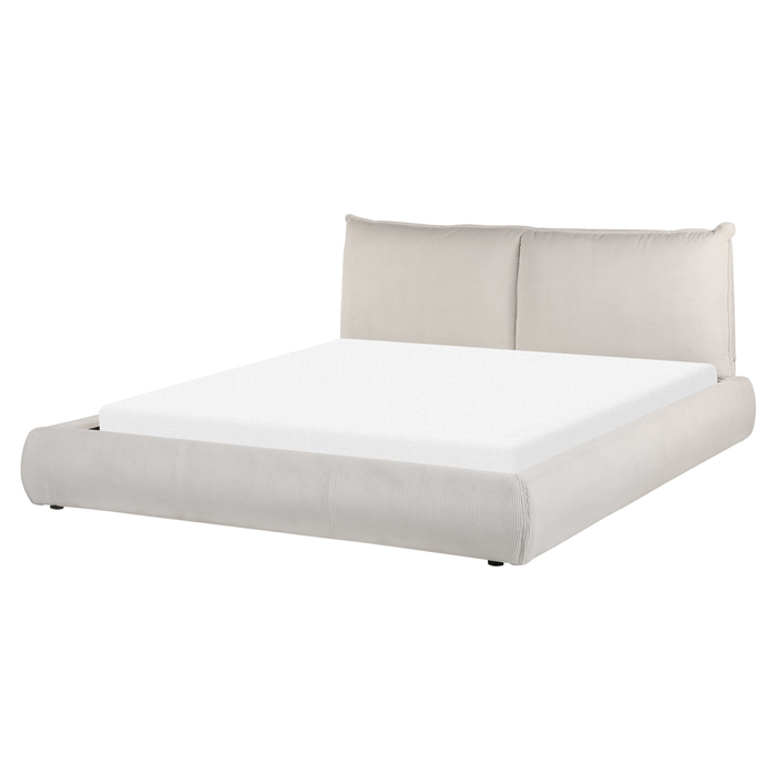 Beliani-VINAY-Tweepersoonsbed-Lichtbeige-160 x 200 cm-Corduroy