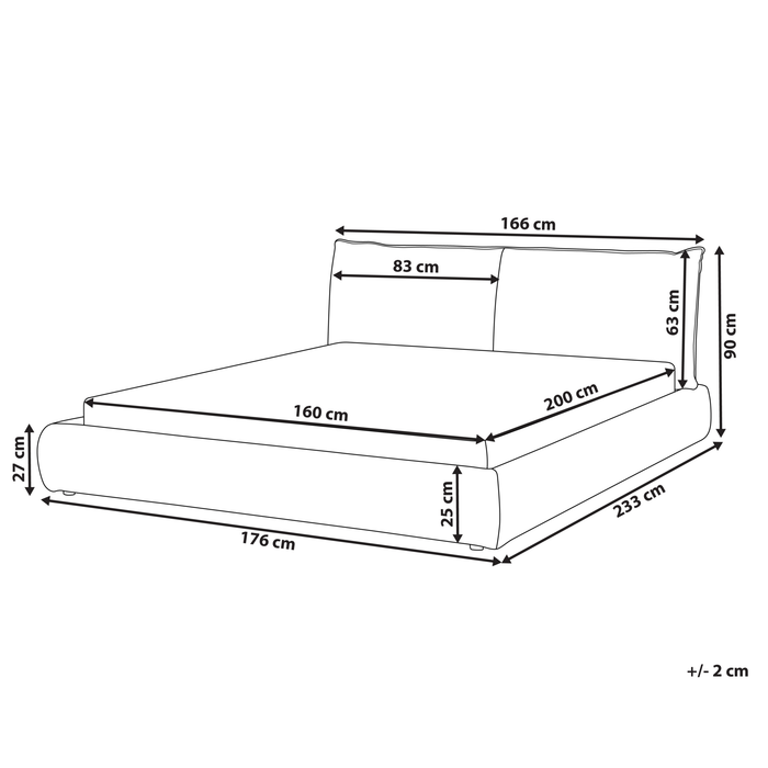 Beliani-VINAY-Tweepersoonsbed-Lichtbeige-160 x 200 cm-Corduroy
