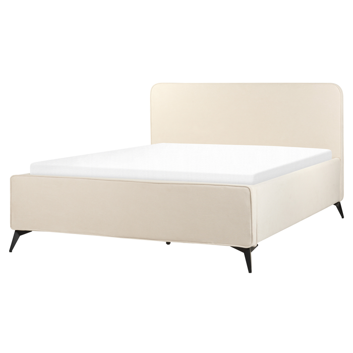 Beliani-VALOGNES-Tweepersoonsbed-Lichtbeige-160 x 200 cm-Corduroy