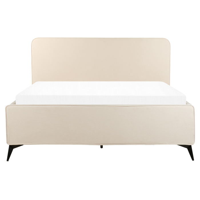 Beliani-VALOGNES-Tweepersoonsbed-Lichtbeige-160 x 200 cm-Corduroy