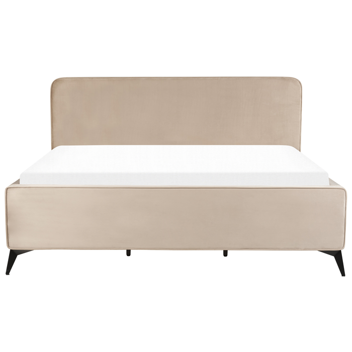 Beliani - VALOGNES - Tweepersoonsbed - Taupe - 180 x 200 cm - Fluweel