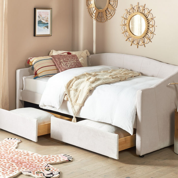 Beliani - VITTEL - Bed met opberger - Lichtbeige - Polyester